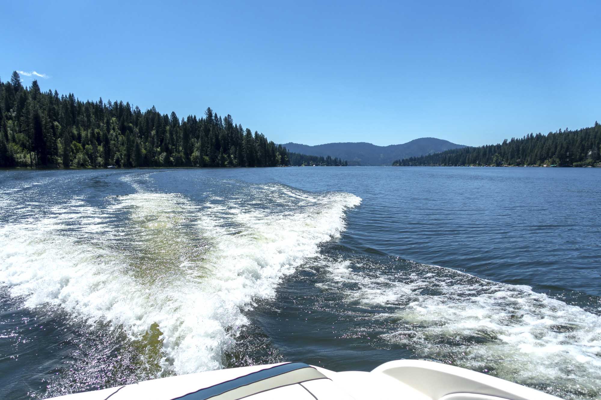 boating and exploring at hayden lake in idaho state near spokane washington